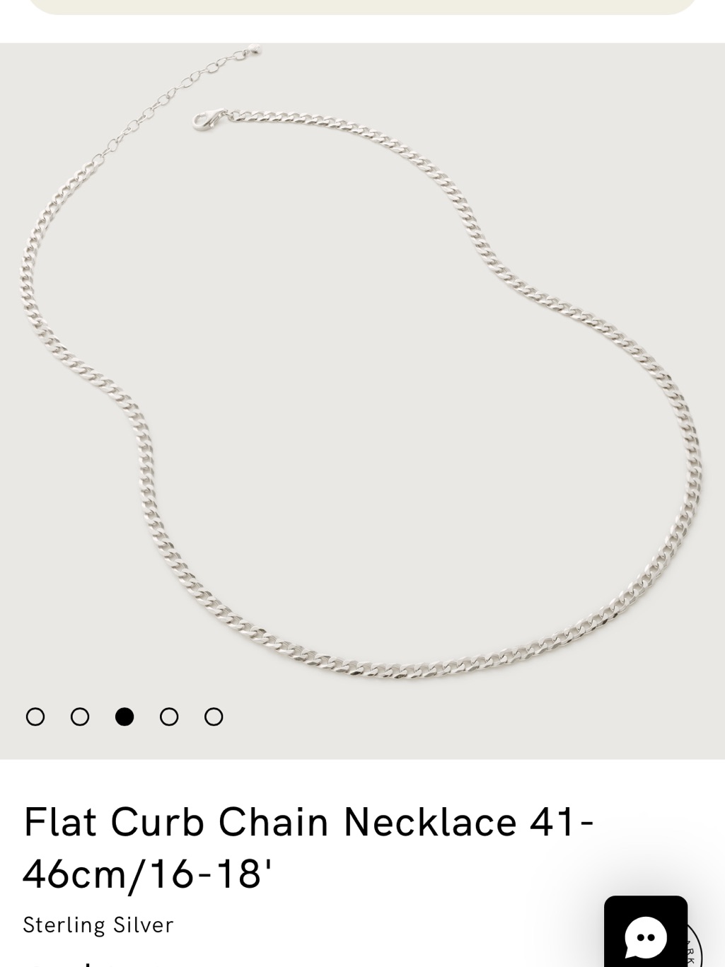 Nwob Monica Vinader Sterling Silver Flat Curb Chain Necklace 41-46cm/16-18'